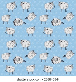 cartoon sheeps seamless pattern