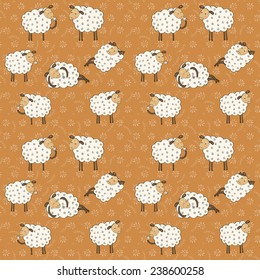 cartoon sheeps seamless pattern. kids vector background