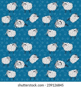cartoon sheeps seamless pattern. kids vector background
