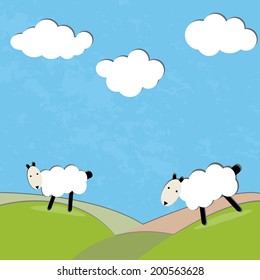 Cartoon sheeps vector background