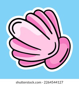 Cartoon shell, vector design element, hand drawn