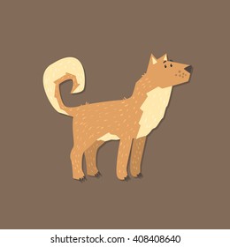 Cartoon Shepherd Dog Funny Flat Vector Illustration In Creative Applique Style  Adlı Stok Vektör