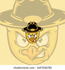 cartoon sheriff chicken mascot logo