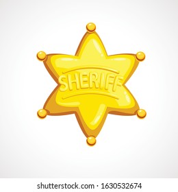Cartoon sheriff shiny star. Wild West. Vector illustration.