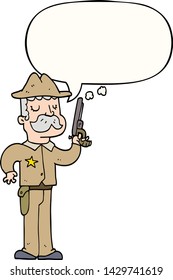alguacil de caricatura con burbuja de habla