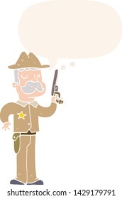 Cartoon Sheriff mit Sprachblase im Retro-Stil