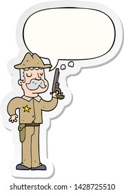 Cartoon-Sheriff mit Redeblase-Aufkleber