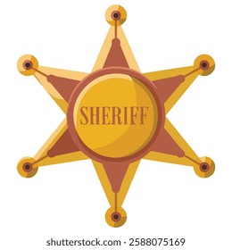 Cartoon Sheriff Star Icon Vector Illustration on White Background