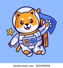 Cartoon Shiba Inu in Astronaut Suit