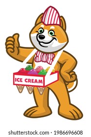 cartoon shiba inu dog sold the ice cream
