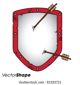 Cartoon shield with arrows vector illustration