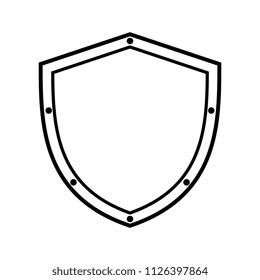 Cartoon Shield Black Line White Background