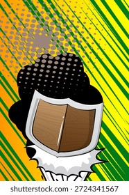 Cartoon Shield, Comic-Metal. Retro Vektor Comics Pop Art Design.