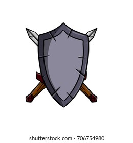 cartoon shield crossed sword