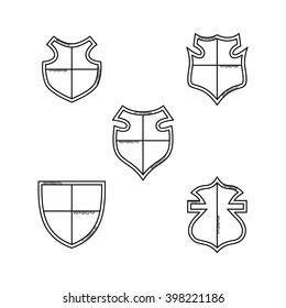 cartoon shield doodle hand drawn theme collection vector illustration