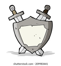 escudo de dibujos animados y espadas
