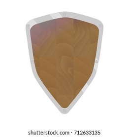 Cartoon shield vector. Knight shield and illustration of wood sheild