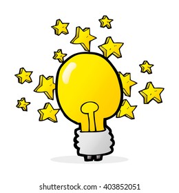 cartoon shining light bulb