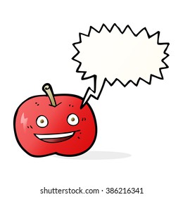 cartoon shiny apple with speech bubble