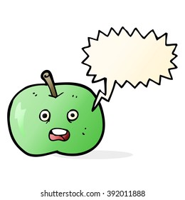 cartoon shiny apple with speech bubble