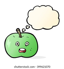 cartoon shiny apple with thought bubble