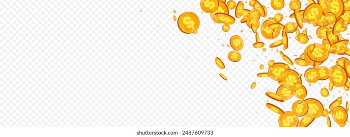 Fondo Panorámico Transparente Del Vector Brillante De La Moneda De La Caricatura. Golden Jackpot Tarjeta Monetaria. Catálogo Gold Finance. Cubierta de divisa de flujo.