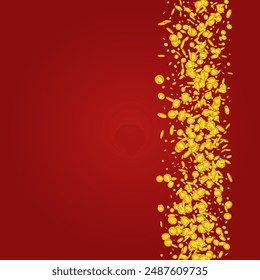 Fondo rojo de Vector de dólar brillante de la historieta. Diseño de dispersión de confeti dorado. Metal Anuncio de divisas. Plantilla de Finanzas Aéreas.