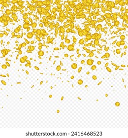 Cartoon Shiny Jackpot, Vektortransparenter Hintergrund. Golden Finance Casino Design. Gold-Münzzertifikat. Flussmittelabdeckung.