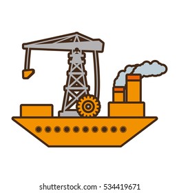 cartoon ship cargo crane chimney pollution vector illustration eps 10