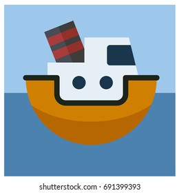 cartoon ship icon