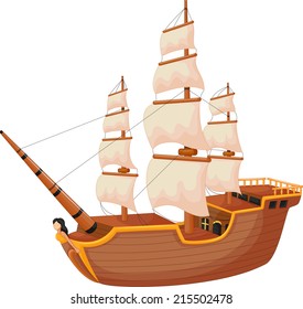 Cartoon ship isolated