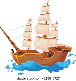 Cartoon Ship Isolated