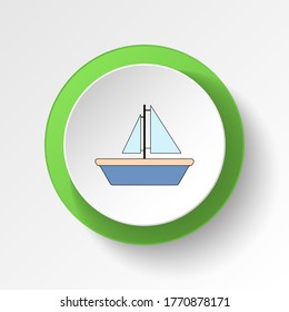 cartoon ship toy colored button icon. Signs and symbols can be used for web, logo, mobile app, UI, UX