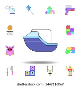 cartoon ship toy colored icon. set of children toys illustration icons. signs, symbols can be used for web, logo, mobile app, UI, UX