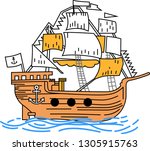 Cartoon ship vector art