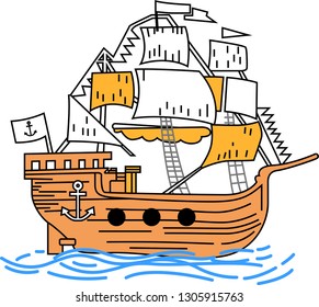 Cartoon ship vector art