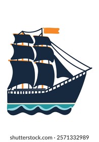 cartoon ship vector illustration, vector illustration 