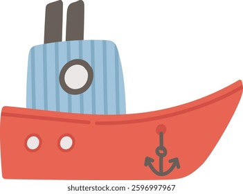 Cartoon Ship Vessel Vector Illustration