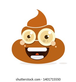 Cartoon shit vector icon on white background