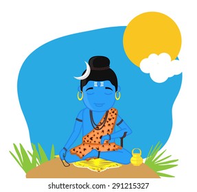 Cartoon Shiv Shankar In Samadhi