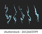 Cartoon shock animation frames Lightning bolt hit vfx effect impact Lightning strike bolt silhouettes sequence vector illustration