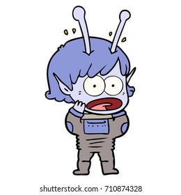 cartoon shocked alien girl