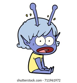 cartoon shocked alien girl