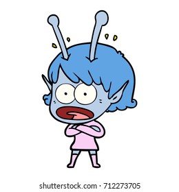 cartoon shocked alien girl