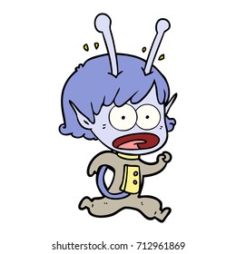 cartoon shocked alien girl