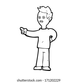 cartoon shocked boy pointing