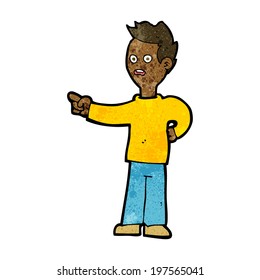 caricatura de niño impactado señalando