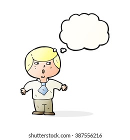 cartoon shocked boy with thought bubble