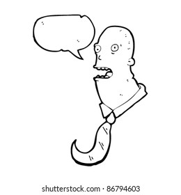 cartoon shocked businessman with shaved head
