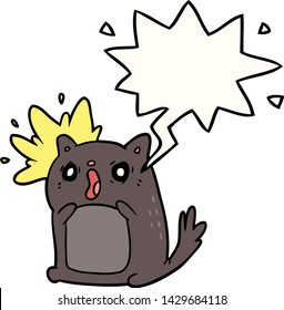 cartoon shocked cat amazed with speech bubble